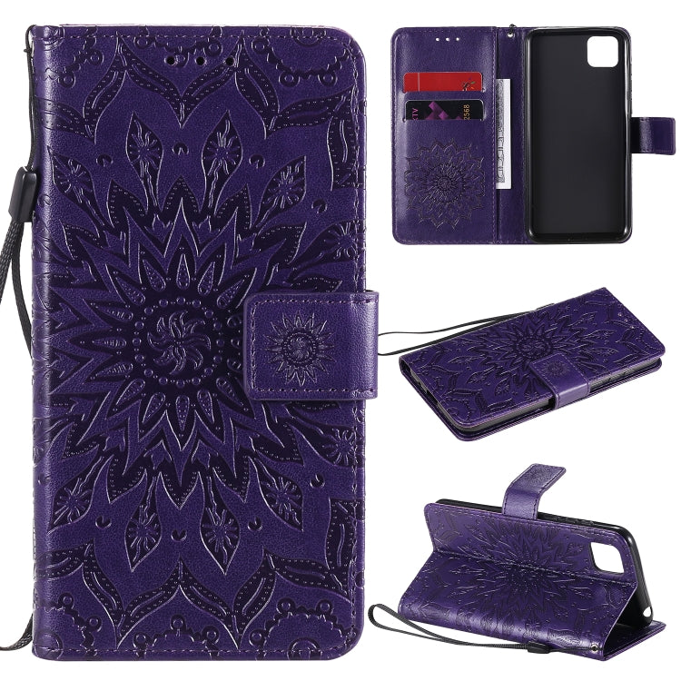 For Huawei Y5p/Honor 9S Embossed Sunflower Pattern Horizontal Flip PU Leather Case with Holder & Card Slots & Wallet & Lanyard