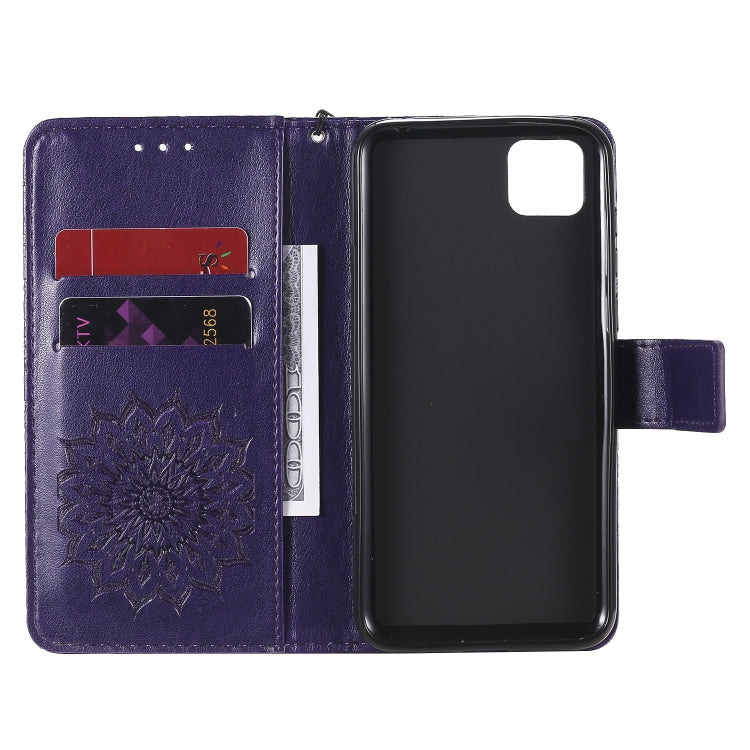 For Huawei Y5p/Honor 9S Embossed Sunflower Pattern Horizontal Flip PU Leather Case with Holder & Card Slots & Wallet & Lanyard