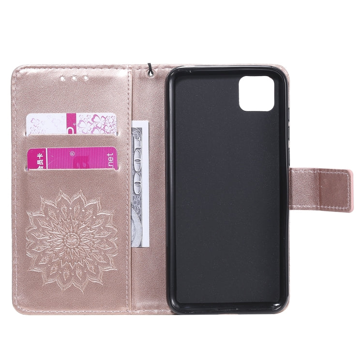 For Huawei Y5p/Honor 9S Embossed Sunflower Pattern Horizontal Flip PU Leather Case with Holder & Card Slots & Wallet & Lanyard