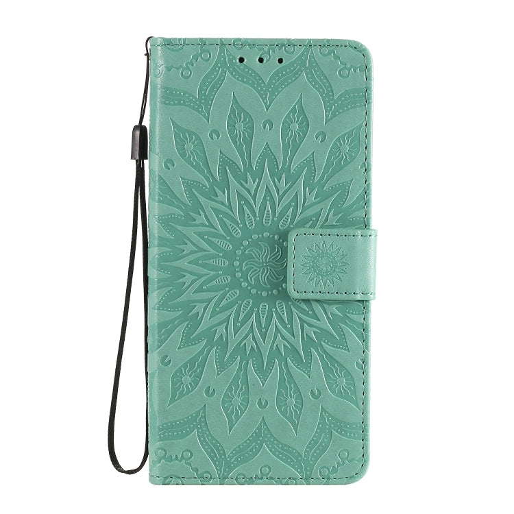 For Huawei Y6p Embossed Sunflower Pattern Horizontal Flip PU Leather Case with Holder & Card Slots & Wallet & Lanyard