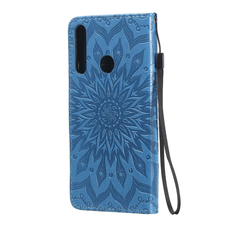 For Huawei Y6p Embossed Sunflower Pattern Horizontal Flip PU Leather Case with Holder & Card Slots & Wallet & Lanyard