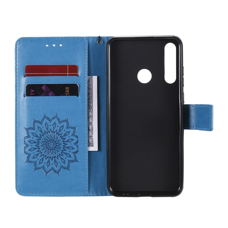 For Huawei Y6p Embossed Sunflower Pattern Horizontal Flip PU Leather Case with Holder & Card Slots & Wallet & Lanyard