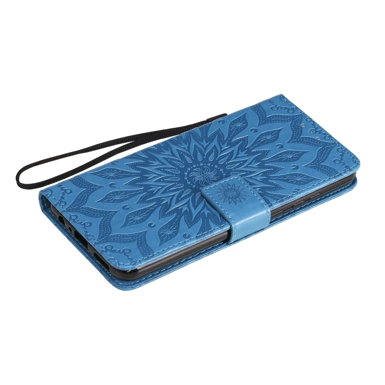 For Huawei Y6p Embossed Sunflower Pattern Horizontal Flip PU Leather Case with Holder & Card Slots & Wallet & Lanyard
