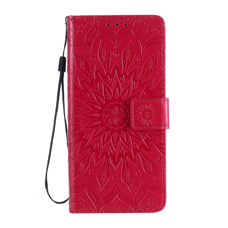 For Huawei Y6p Embossed Sunflower Pattern Horizontal Flip PU Leather Case with Holder & Card Slots & Wallet & Lanyard
