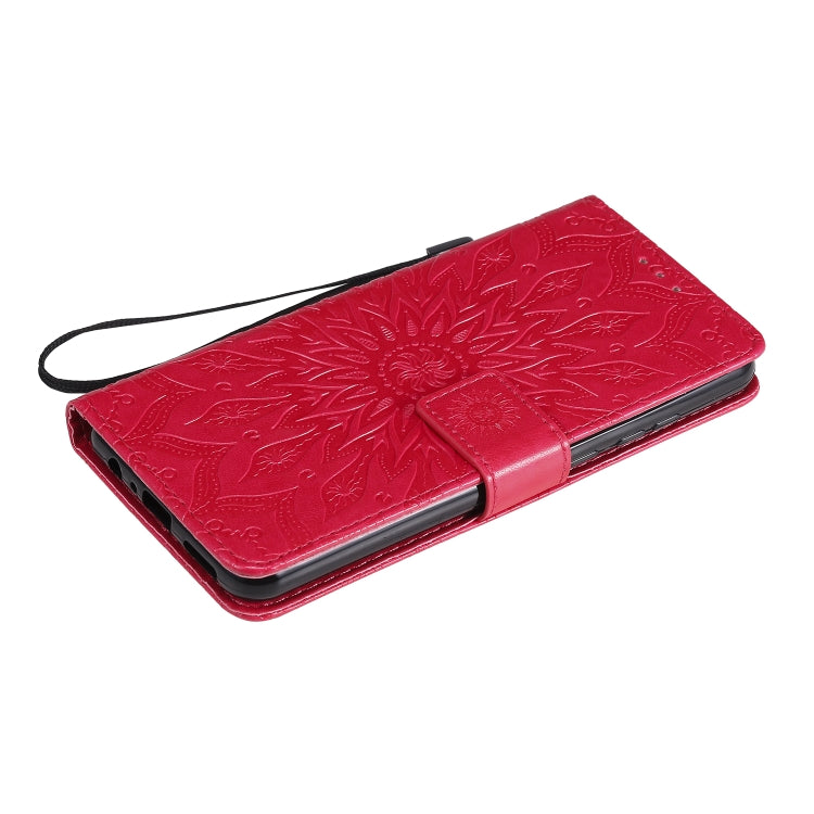 For Huawei Y6p Embossed Sunflower Pattern Horizontal Flip PU Leather Case with Holder & Card Slots & Wallet & Lanyard