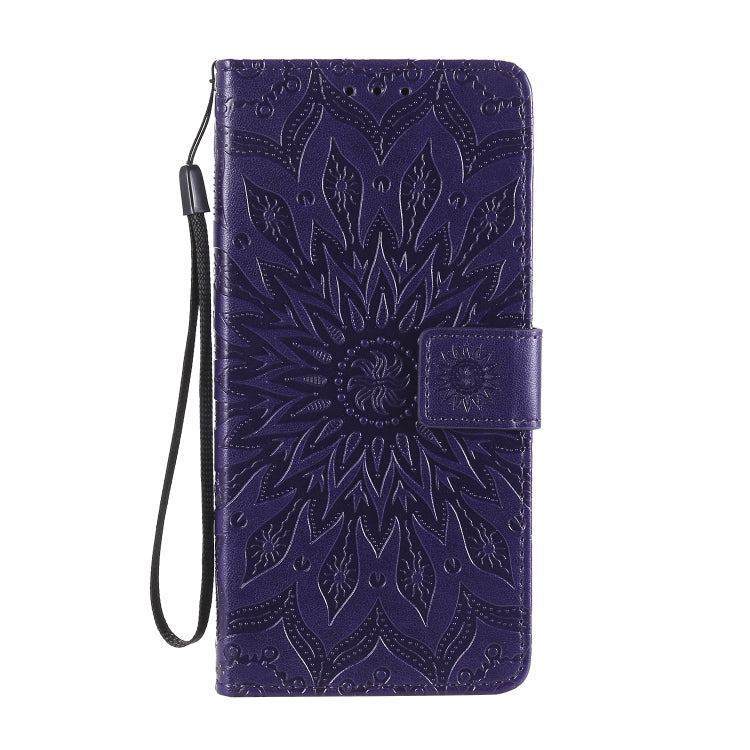 For Huawei Y6p Embossed Sunflower Pattern Horizontal Flip PU Leather Case with Holder & Card Slots & Wallet & Lanyard