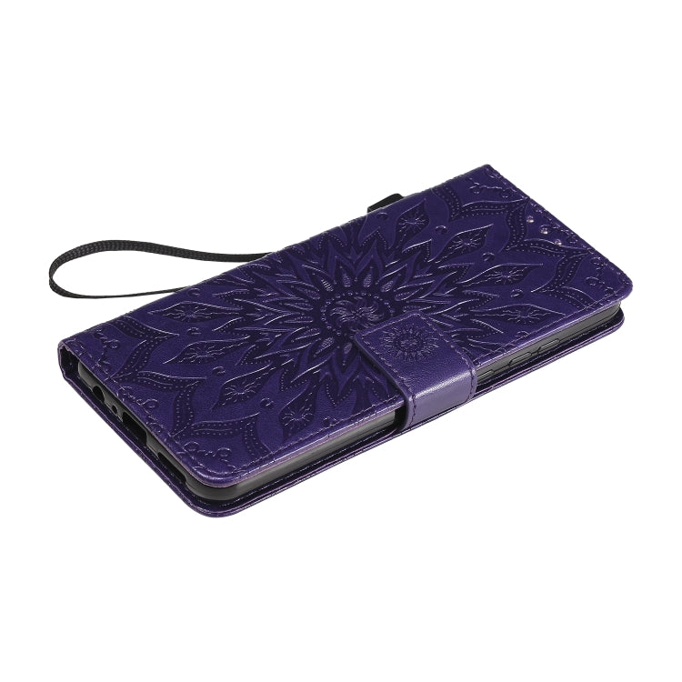 For Huawei Y6p Embossed Sunflower Pattern Horizontal Flip PU Leather Case with Holder & Card Slots & Wallet & Lanyard