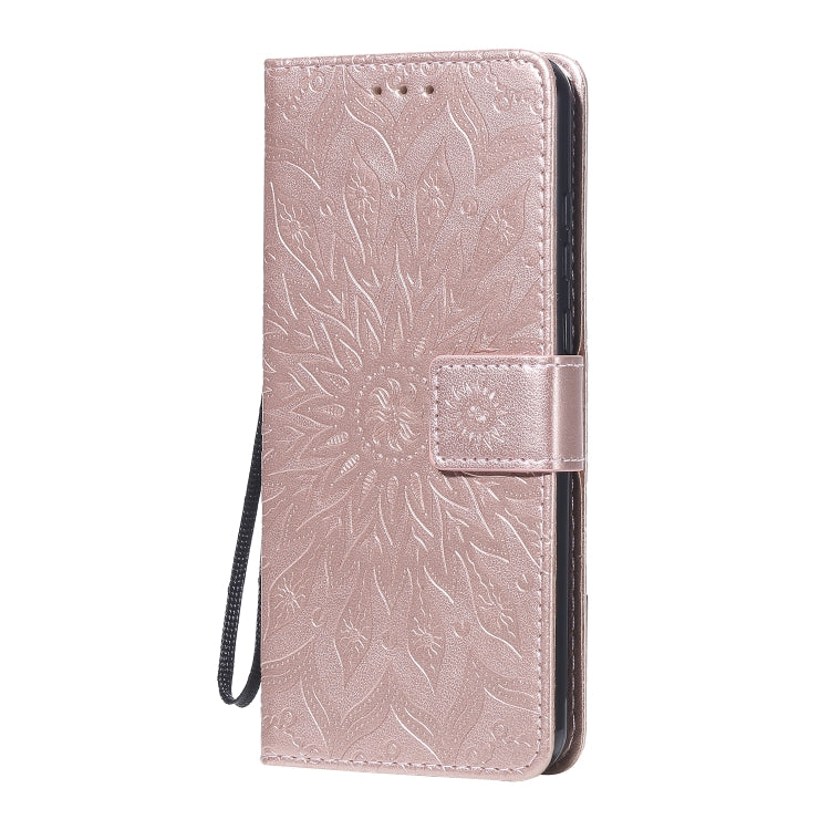 For Huawei Y6p Embossed Sunflower Pattern Horizontal Flip PU Leather Case with Holder & Card Slots & Wallet & Lanyard