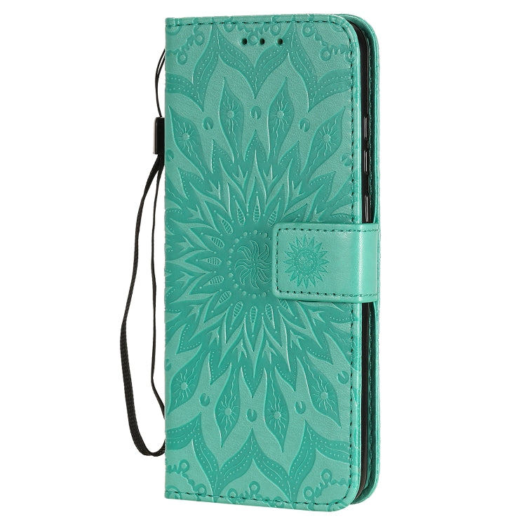 For Huawei Honor 9A Embossed Sunflower Pattern Horizontal Flip PU Leather Case with Holder & Card Slots & Wallet & Lanyard