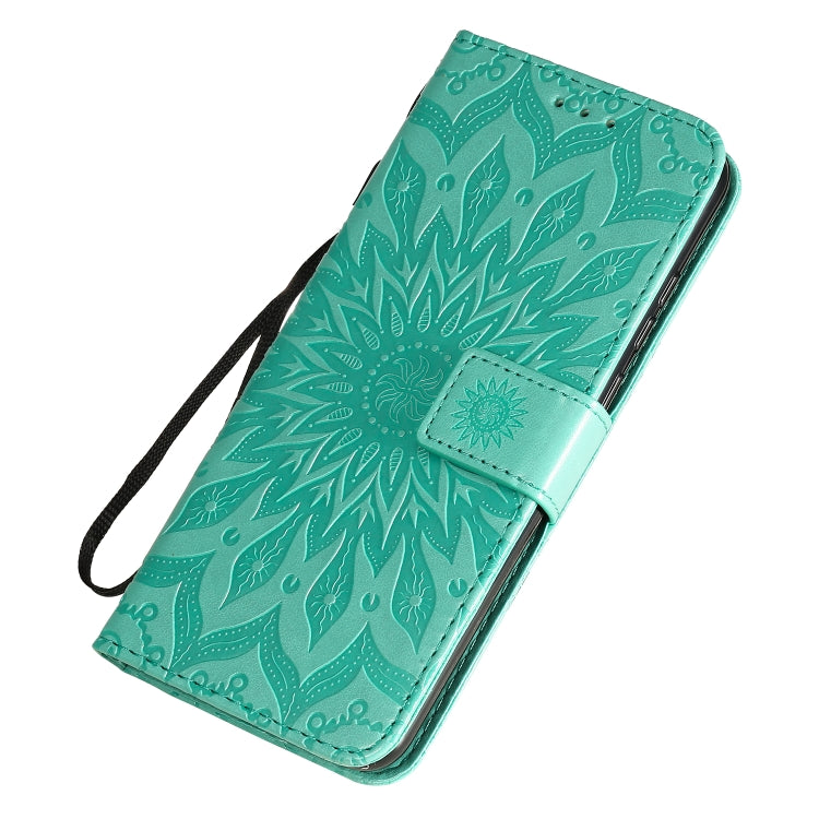 For Huawei Honor 9A Embossed Sunflower Pattern Horizontal Flip PU Leather Case with Holder & Card Slots & Wallet & Lanyard