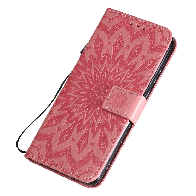 For Huawei Honor 9A Embossed Sunflower Pattern Horizontal Flip PU Leather Case with Holder & Card Slots & Wallet & Lanyard