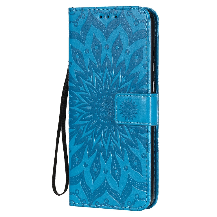 For Huawei Honor 9A Embossed Sunflower Pattern Horizontal Flip PU Leather Case with Holder & Card Slots & Wallet & Lanyard