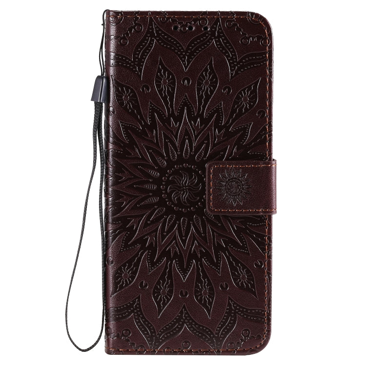 For Huawei Honor 9A Embossed Sunflower Pattern Horizontal Flip PU Leather Case with Holder & Card Slots & Wallet & Lanyard