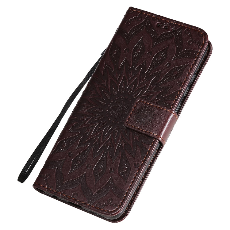 For Huawei Honor 9A Embossed Sunflower Pattern Horizontal Flip PU Leather Case with Holder & Card Slots & Wallet & Lanyard