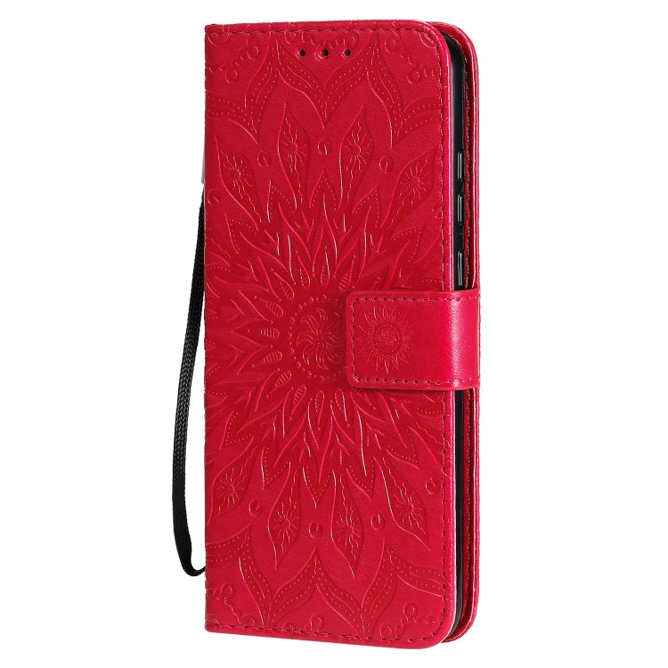 For Huawei Honor 9A Embossed Sunflower Pattern Horizontal Flip PU Leather Case with Holder & Card Slots & Wallet & Lanyard