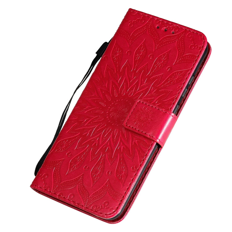 For Huawei Honor 9A Embossed Sunflower Pattern Horizontal Flip PU Leather Case with Holder & Card Slots & Wallet & Lanyard