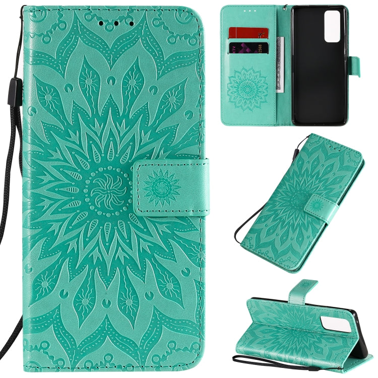 For Huawei Honor 30 Pro Embossed Sunflower Pattern Horizontal Flip PU Leather Case with Holder & Card Slots & Wallet & Lanyard