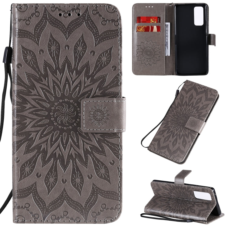 For Huawei Honor 30 Pro Embossed Sunflower Pattern Horizontal Flip PU Leather Case with Holder & Card Slots & Wallet & Lanyard