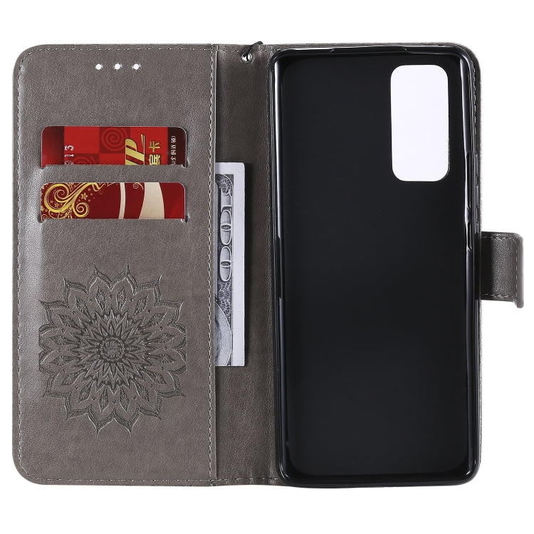 For Huawei Honor 30 Pro Embossed Sunflower Pattern Horizontal Flip PU Leather Case with Holder & Card Slots & Wallet & Lanyard