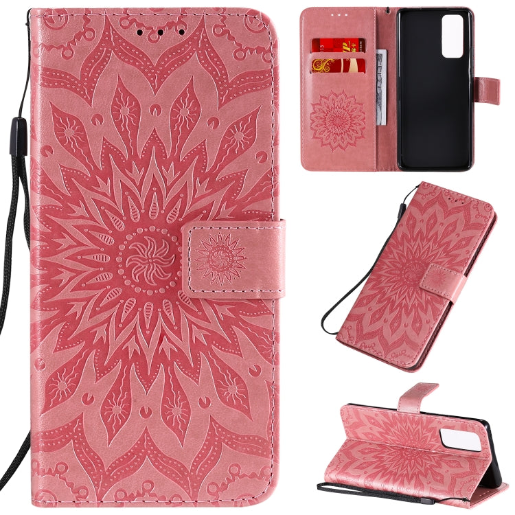 For Huawei Honor 30 Pro Embossed Sunflower Pattern Horizontal Flip PU Leather Case with Holder & Card Slots & Wallet & Lanyard