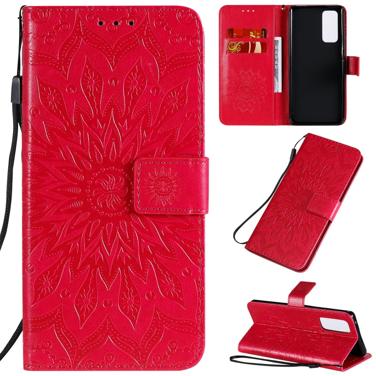 For Huawei Honor 30 Pro Embossed Sunflower Pattern Horizontal Flip PU Leather Case with Holder & Card Slots & Wallet & Lanyard