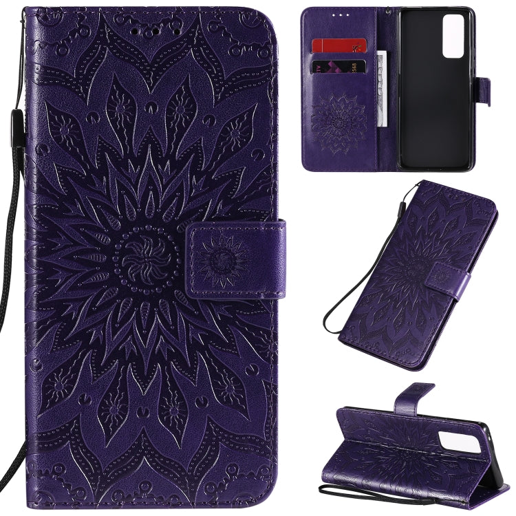 For Huawei Honor 30 Pro Embossed Sunflower Pattern Horizontal Flip PU Leather Case with Holder & Card Slots & Wallet & Lanyard