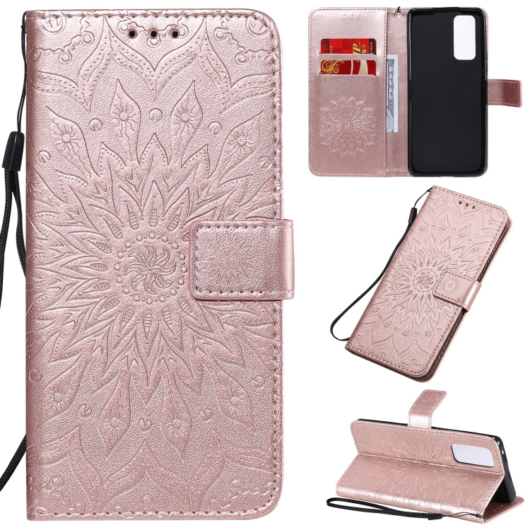 For Huawei Honor 30 Pro Embossed Sunflower Pattern Horizontal Flip PU Leather Case with Holder & Card Slots & Wallet & Lanyard