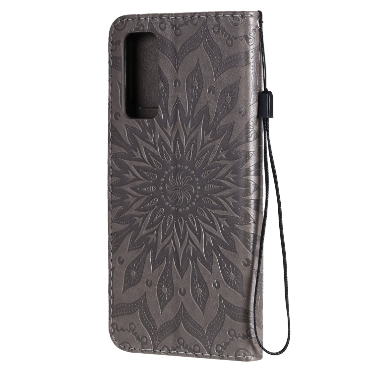 For Huawei Honor 30 Embossed Sunflower Pattern Horizontal Flip PU Leather Case with Holder & Card Slots & Wallet & Lanyard