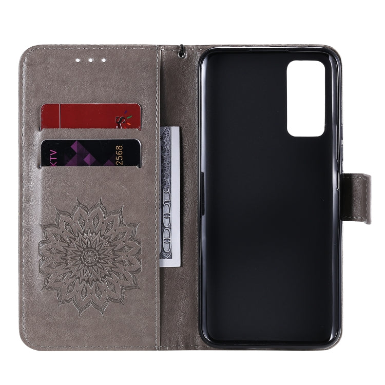 For Huawei Honor 30 Embossed Sunflower Pattern Horizontal Flip PU Leather Case with Holder & Card Slots & Wallet & Lanyard