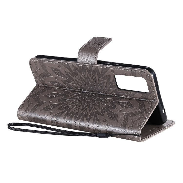 For Huawei Honor 30 Embossed Sunflower Pattern Horizontal Flip PU Leather Case with Holder & Card Slots & Wallet & Lanyard