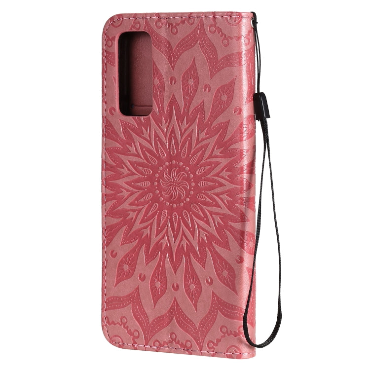 For Huawei Honor 30 Embossed Sunflower Pattern Horizontal Flip PU Leather Case with Holder & Card Slots & Wallet & Lanyard