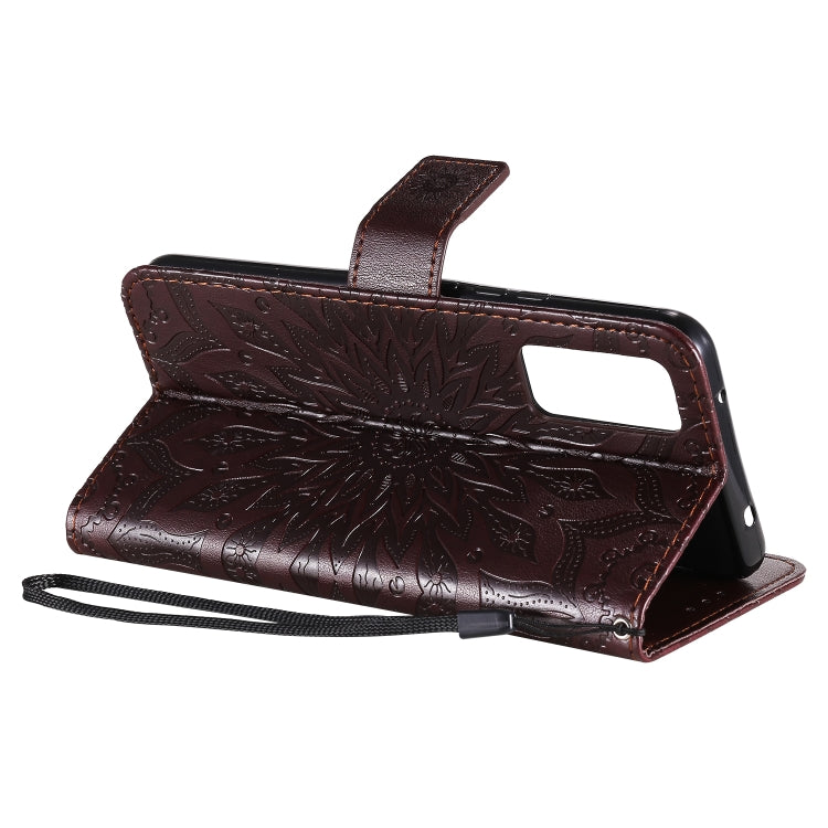 For Huawei Honor 30 Embossed Sunflower Pattern Horizontal Flip PU Leather Case with Holder & Card Slots & Wallet & Lanyard