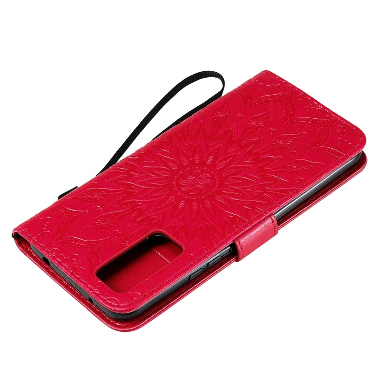 For Huawei Honor 30 Embossed Sunflower Pattern Horizontal Flip PU Leather Case with Holder & Card Slots & Wallet & Lanyard