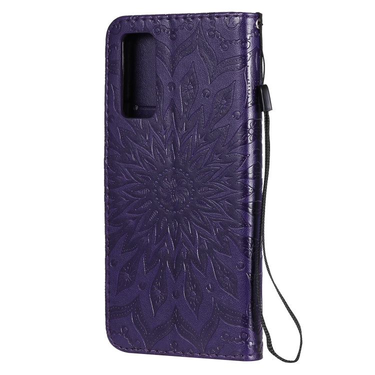 For Huawei Honor 30 Embossed Sunflower Pattern Horizontal Flip PU Leather Case with Holder & Card Slots & Wallet & Lanyard