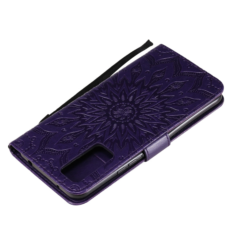 For Huawei Honor 30 Embossed Sunflower Pattern Horizontal Flip PU Leather Case with Holder & Card Slots & Wallet & Lanyard