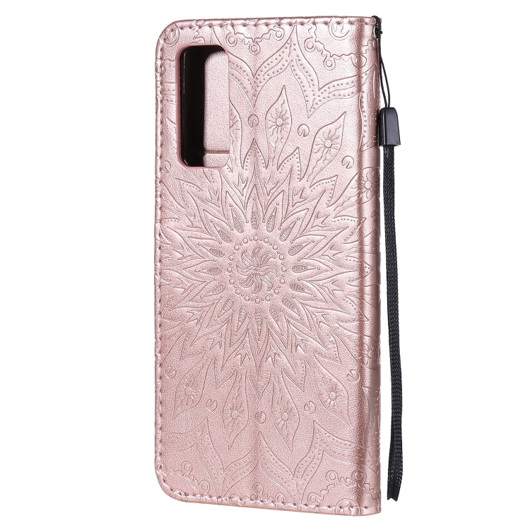 For Huawei Honor 30 Embossed Sunflower Pattern Horizontal Flip PU Leather Case with Holder & Card Slots & Wallet & Lanyard