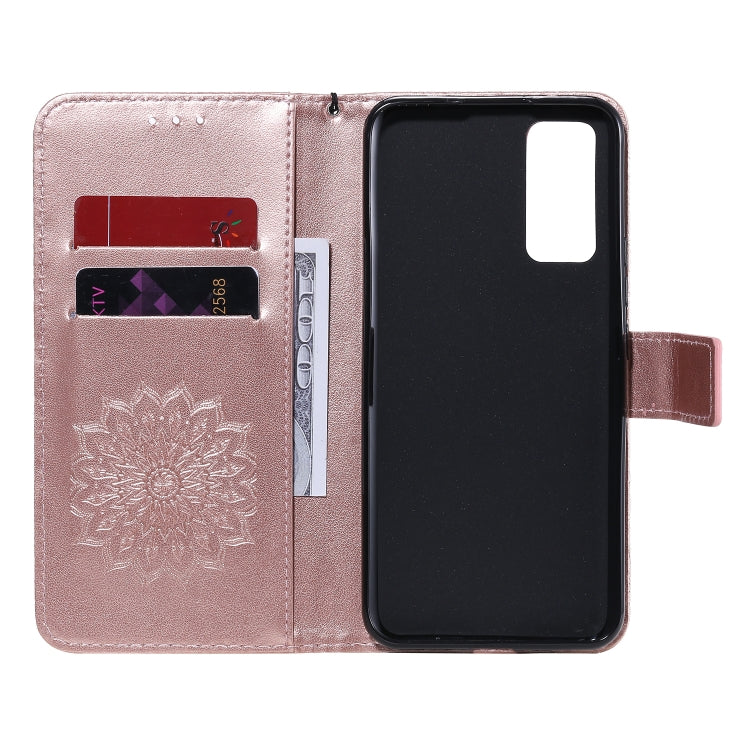 For Huawei Honor 30 Embossed Sunflower Pattern Horizontal Flip PU Leather Case with Holder & Card Slots & Wallet & Lanyard