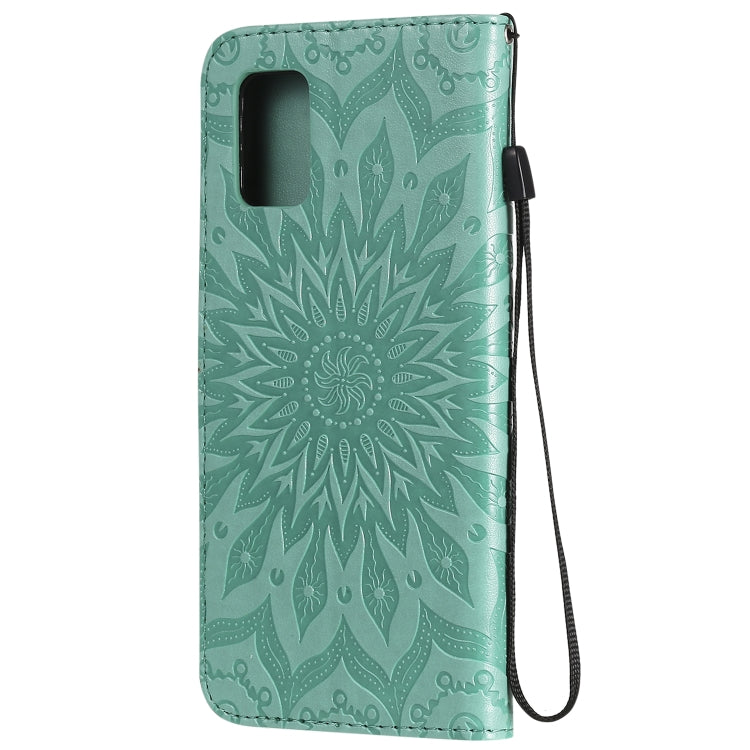 For Samsung Galaxy A71 5G Embossed Sunflower Pattern Horizontal Flip PU Leather Case with Holder & Card Slots & Wallet & Lanyard