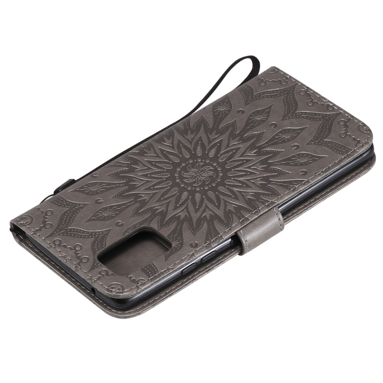 For Samsung Galaxy A71 5G Embossed Sunflower Pattern Horizontal Flip PU Leather Case with Holder & Card Slots & Wallet & Lanyard