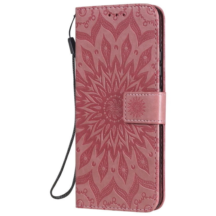 For Samsung Galaxy A71 5G Embossed Sunflower Pattern Horizontal Flip PU Leather Case with Holder & Card Slots & Wallet & Lanyard