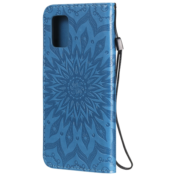 For Samsung Galaxy A71 5G Embossed Sunflower Pattern Horizontal Flip PU Leather Case with Holder & Card Slots & Wallet & Lanyard