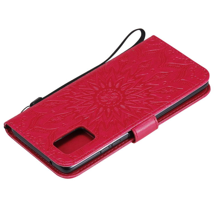For Samsung Galaxy A71 5G Embossed Sunflower Pattern Horizontal Flip PU Leather Case with Holder & Card Slots & Wallet & Lanyard