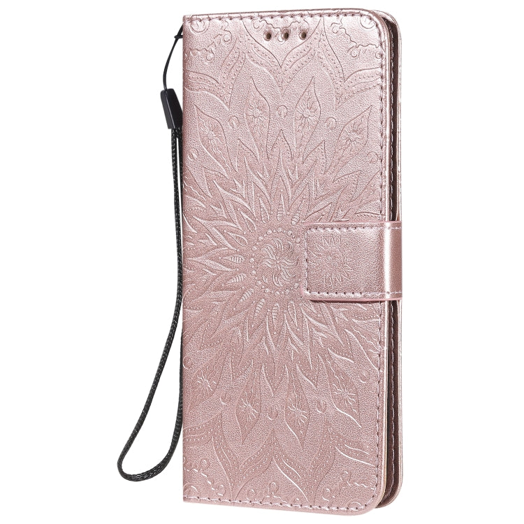 For Samsung Galaxy A71 5G Embossed Sunflower Pattern Horizontal Flip PU Leather Case with Holder & Card Slots & Wallet & Lanyard