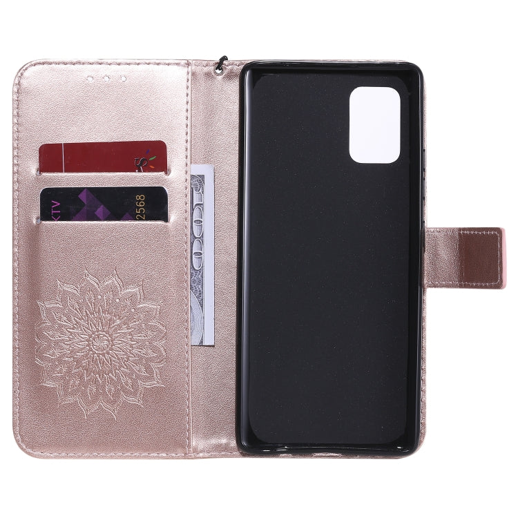 For Samsung Galaxy A71 5G Embossed Sunflower Pattern Horizontal Flip PU Leather Case with Holder & Card Slots & Wallet & Lanyard