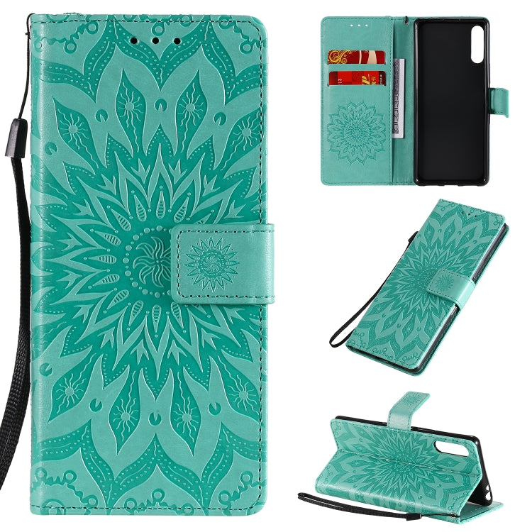 For Sony Xperia L4 Embossed Sunflower Pattern Horizontal Flip PU Leather Case with Holder & Card Slots & Wallet & Lanyard