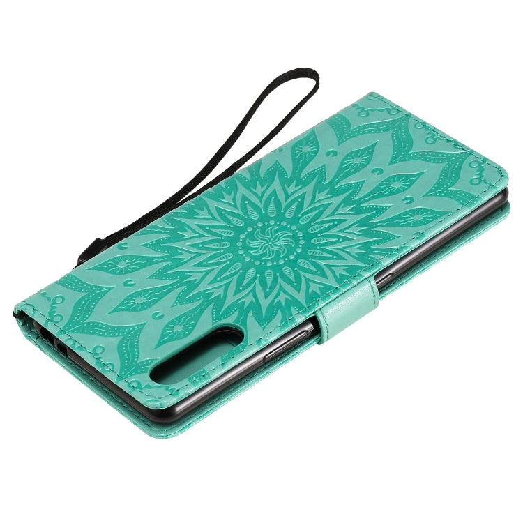 For Sony Xperia L4 Embossed Sunflower Pattern Horizontal Flip PU Leather Case with Holder & Card Slots & Wallet & Lanyard