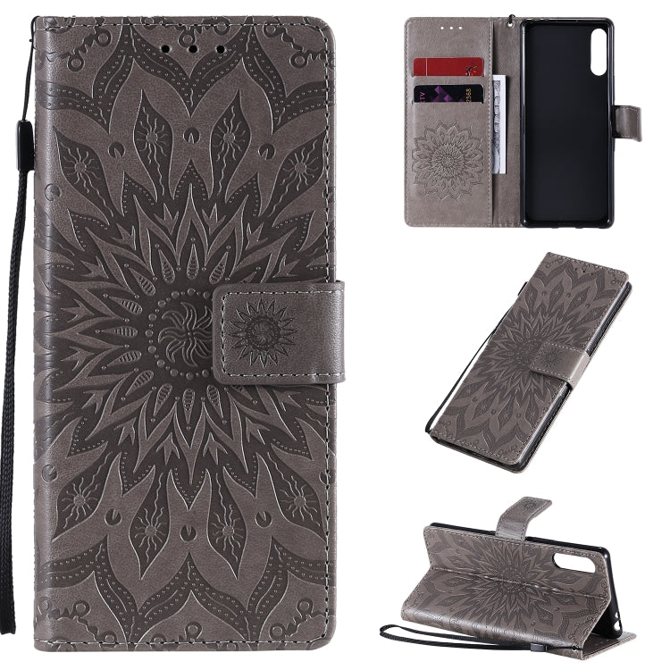 For Sony Xperia L4 Embossed Sunflower Pattern Horizontal Flip PU Leather Case with Holder & Card Slots & Wallet & Lanyard