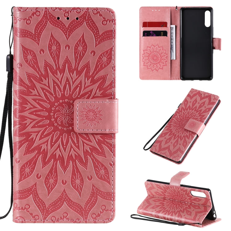 For Sony Xperia L4 Embossed Sunflower Pattern Horizontal Flip PU Leather Case with Holder & Card Slots & Wallet & Lanyard
