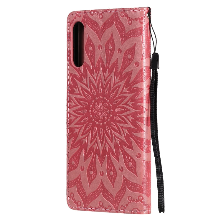 For Sony Xperia L4 Embossed Sunflower Pattern Horizontal Flip PU Leather Case with Holder & Card Slots & Wallet & Lanyard