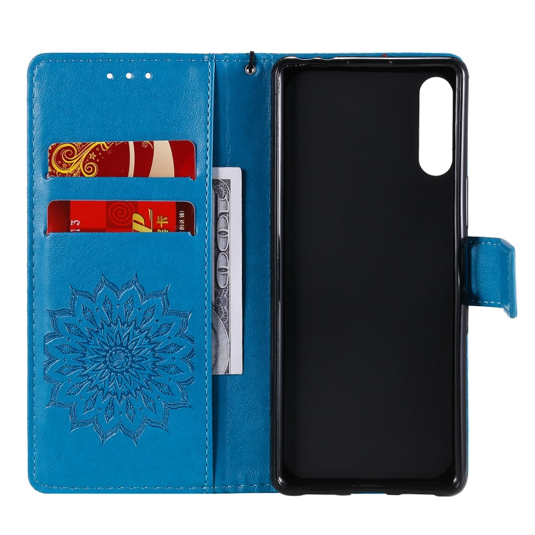 For Sony Xperia L4 Embossed Sunflower Pattern Horizontal Flip PU Leather Case with Holder & Card Slots & Wallet & Lanyard